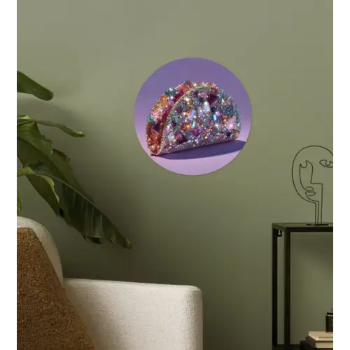 Edelstenen - Glitters - Paars - Kleurrijk Wandcirkel behangsticker klein -sfeer2
