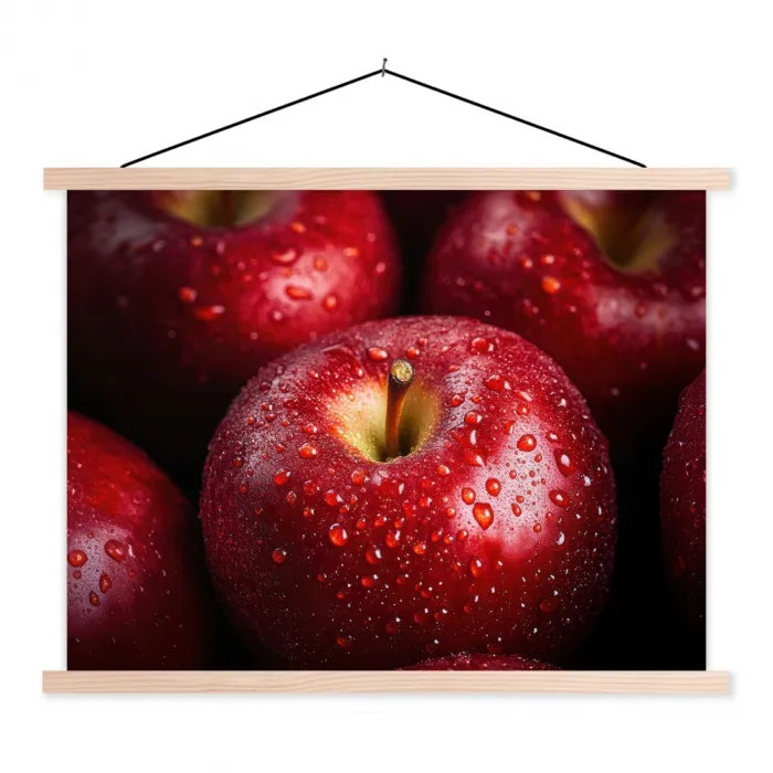 Rood - Appels - Fruit textielposter latten blank klein -3d