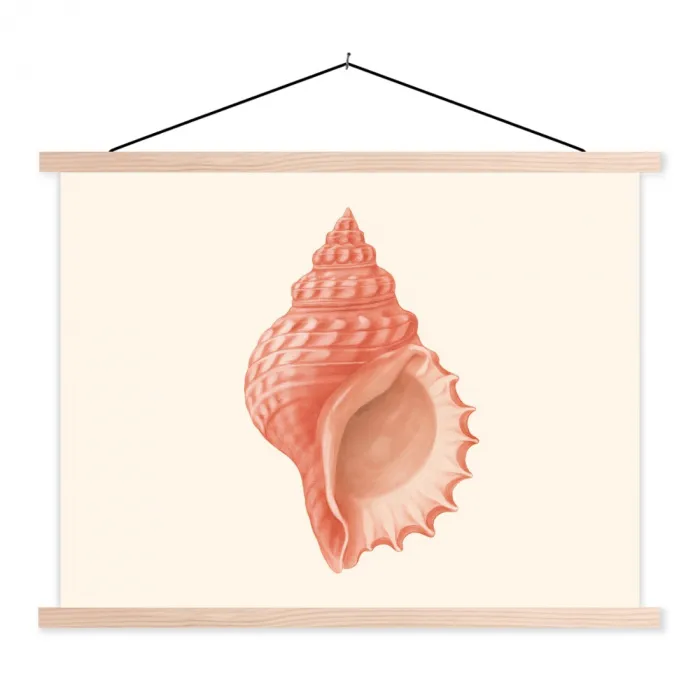 Schelp - Roze - Structuur textielposter latten blank klein -3d