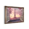 Doorkijk - Parijs - Eiffeltoren - Roze - Kersenbloesem aluminium wit klein -3d