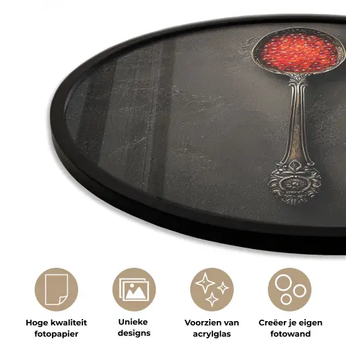 Zwart - Lepel - Caviar Fotolijst rond zonder passe partout klein -closeup_NL
