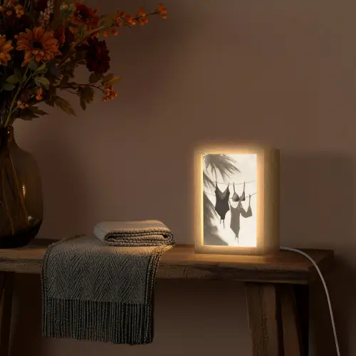 Badkleding - Palmbomen - Schaduw - Tropisch Light Box met kabel (Tafellamp) klein -sfeer4