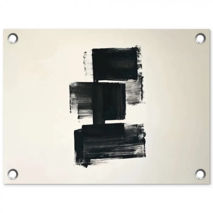 Rechthoeken - Penseelstreken - Abstract - Zwart tuinposter los doek klein -3d