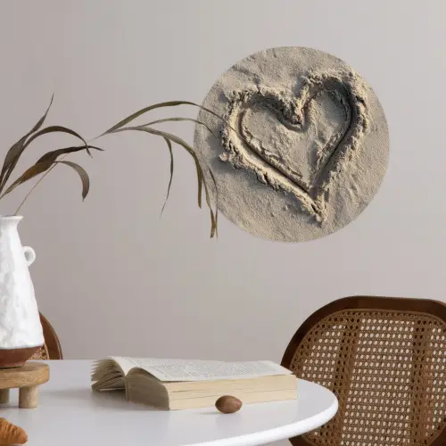 Hartvorm - Getekend - Beige - Zand Wandcirkel behangsticker klein -sfeer3