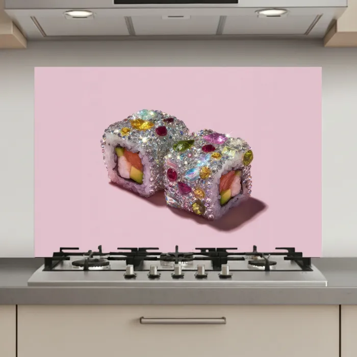 Sushi - Rolletjes - Steentjes - Kleurrijk keuken achterwand spatscherm klein -3d_website