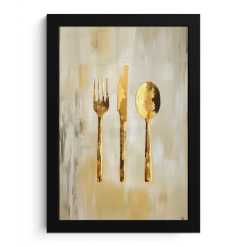Verf - Goud - Bestek fotolijst zwart zonder passe partout klein -3d