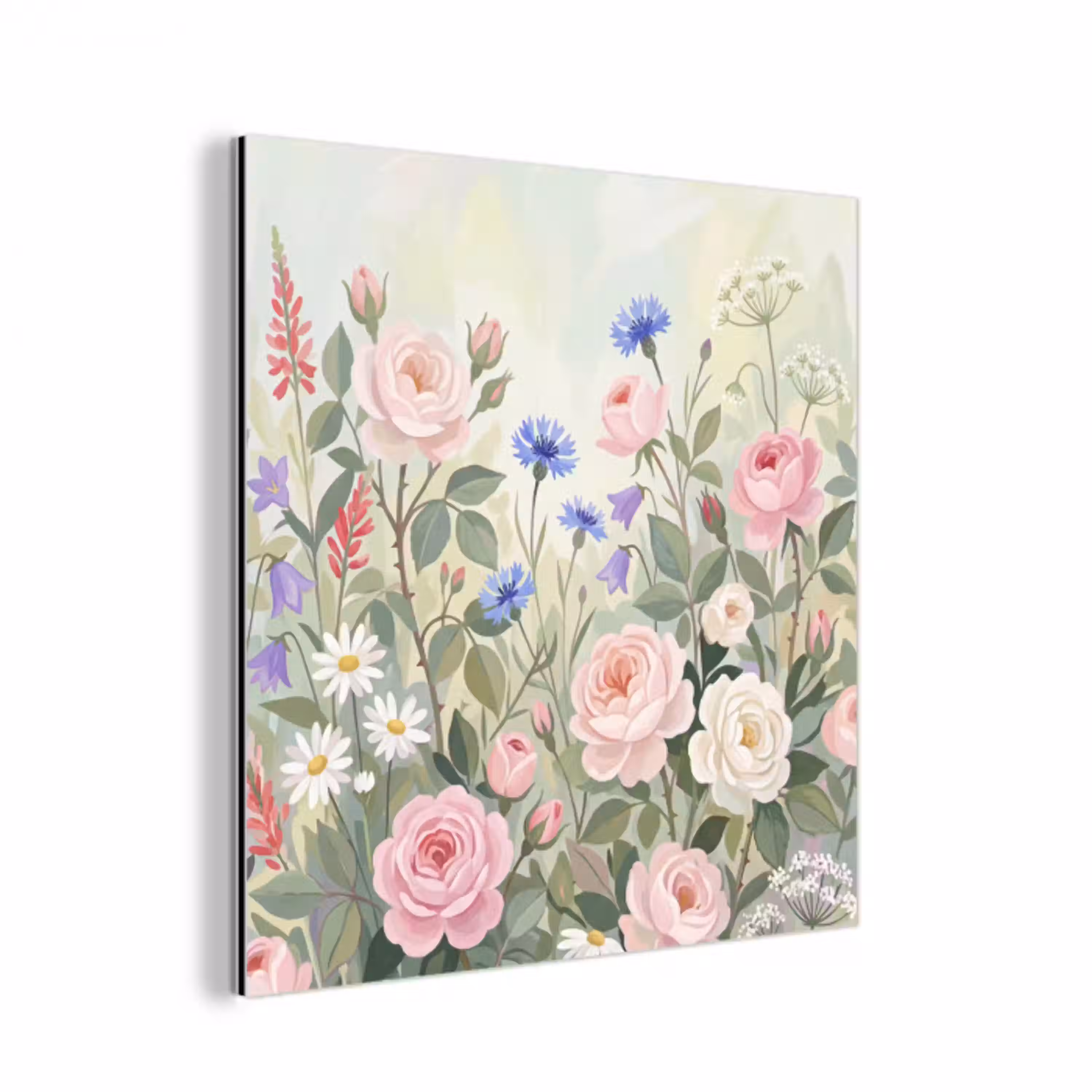 Bloemen - Tuin - Natuur - Kleurrijk aluminium wit klein -3d
