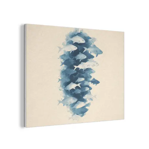 Vissen - Minimalistisch - Blauw PET vilt klein -3d