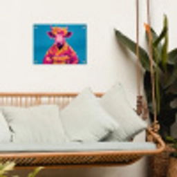 Koe - Bloemenkrans - Oorhangers - Kimono tuinposter los doek klein -sfeer7
