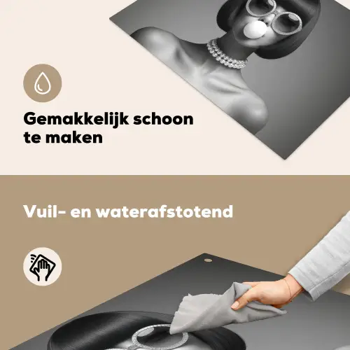 Vrouw - Zwart Wit - Ketting - Zonnebril Inductie beschemer met haakjes klein -ky-schoon-nl
