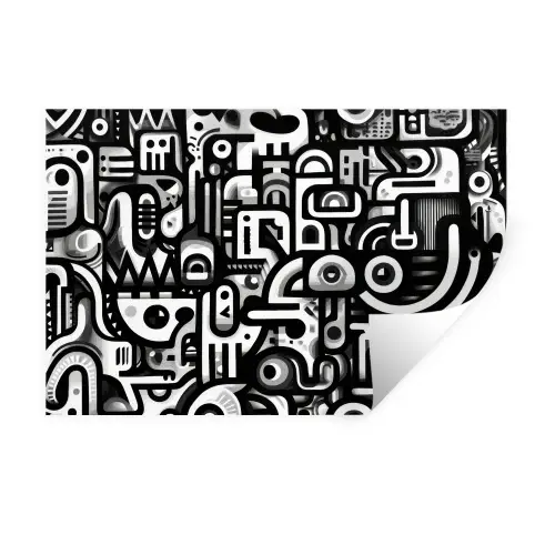 Symbolen - Abstract - Grafisch - Zwart Muursticker klein -3d