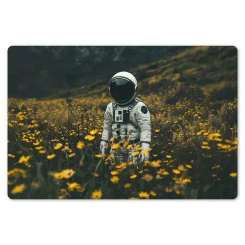 Astronaut - Bloemen - Veld - Geel Placemat vinyl groot -zzsfeer1_Kitchenyeah-website