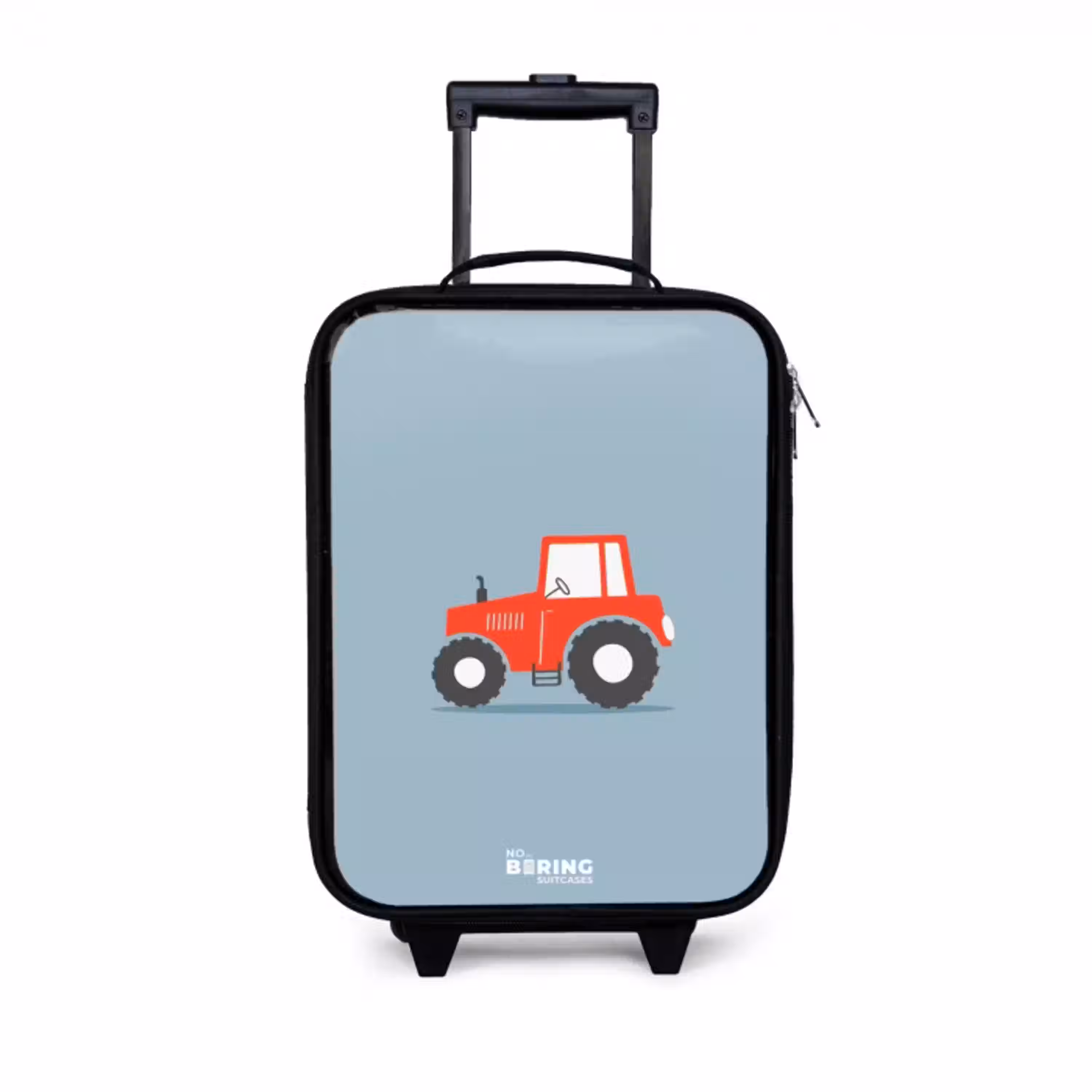 Rode trekker blauwe achtergrond Kinderkoffer - Zwart klein -3d