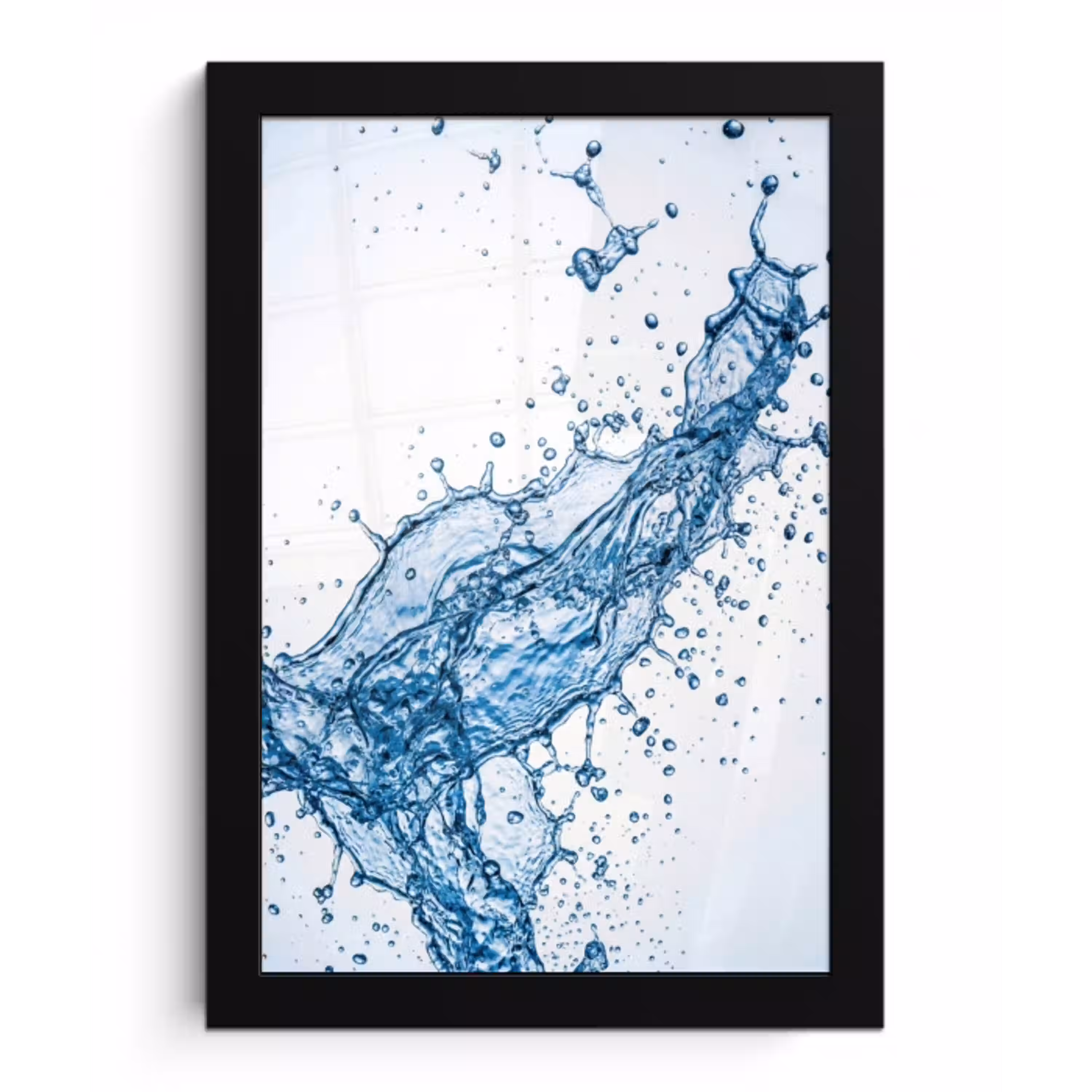 Spash - Water - Blauw fotolijst zwart zonder passe partout klein -3d