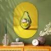 Avocado - Discobal - Geel - Glitter Wandcirkel Ovaal Glas middel -sfeer2