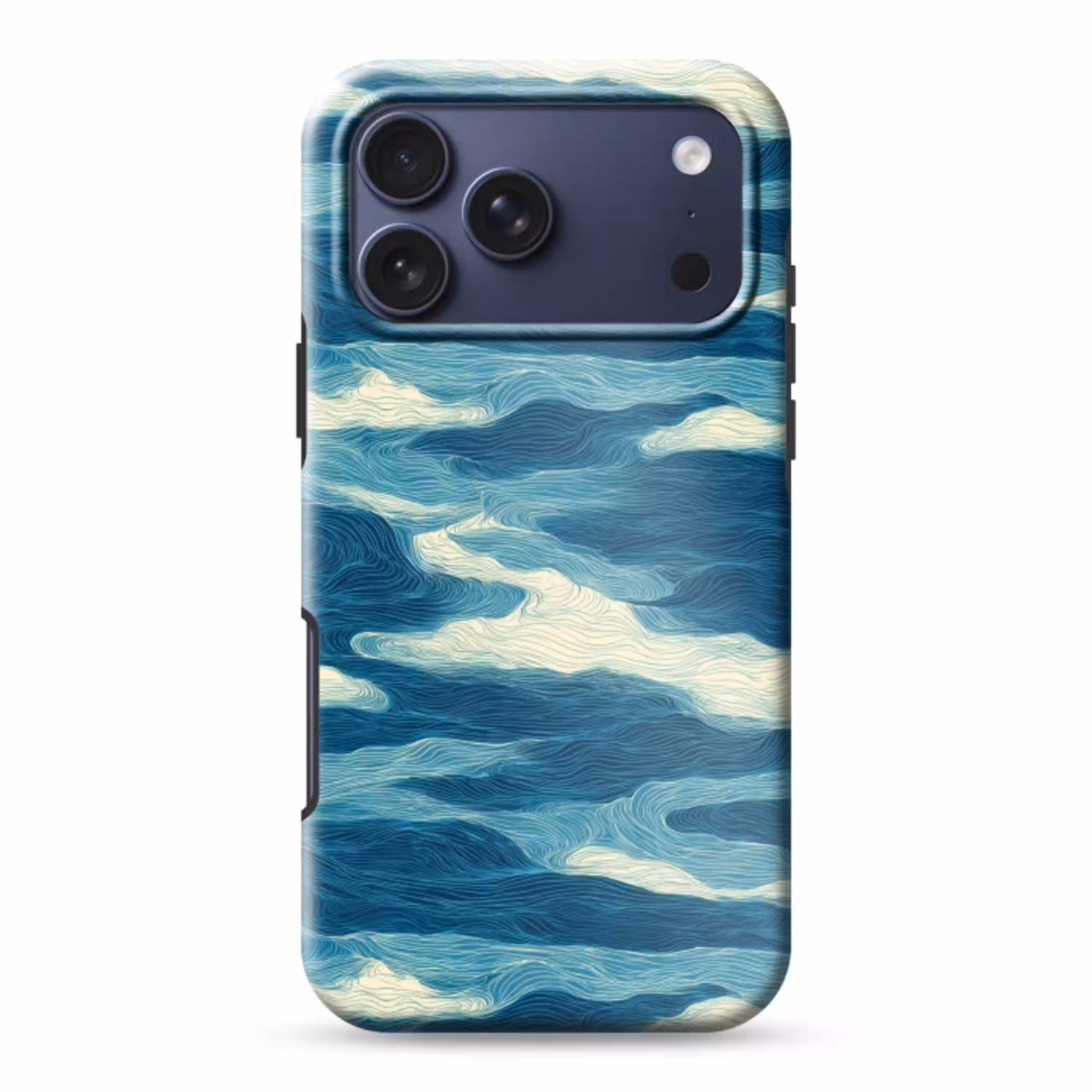 Golven - Abstract - Patroon - Blauw - Wit Toughcase MagSafe Apple iPhone 17 Pro Max klein 1019 -3d