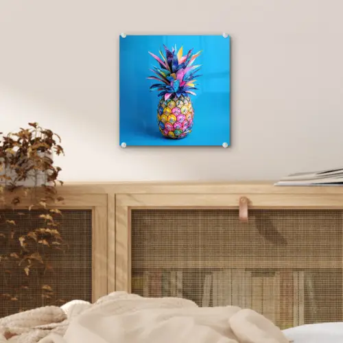 Ananas - Blauw - Tropisch - Vrolijk plexiglas 5mm klein -sfeer4