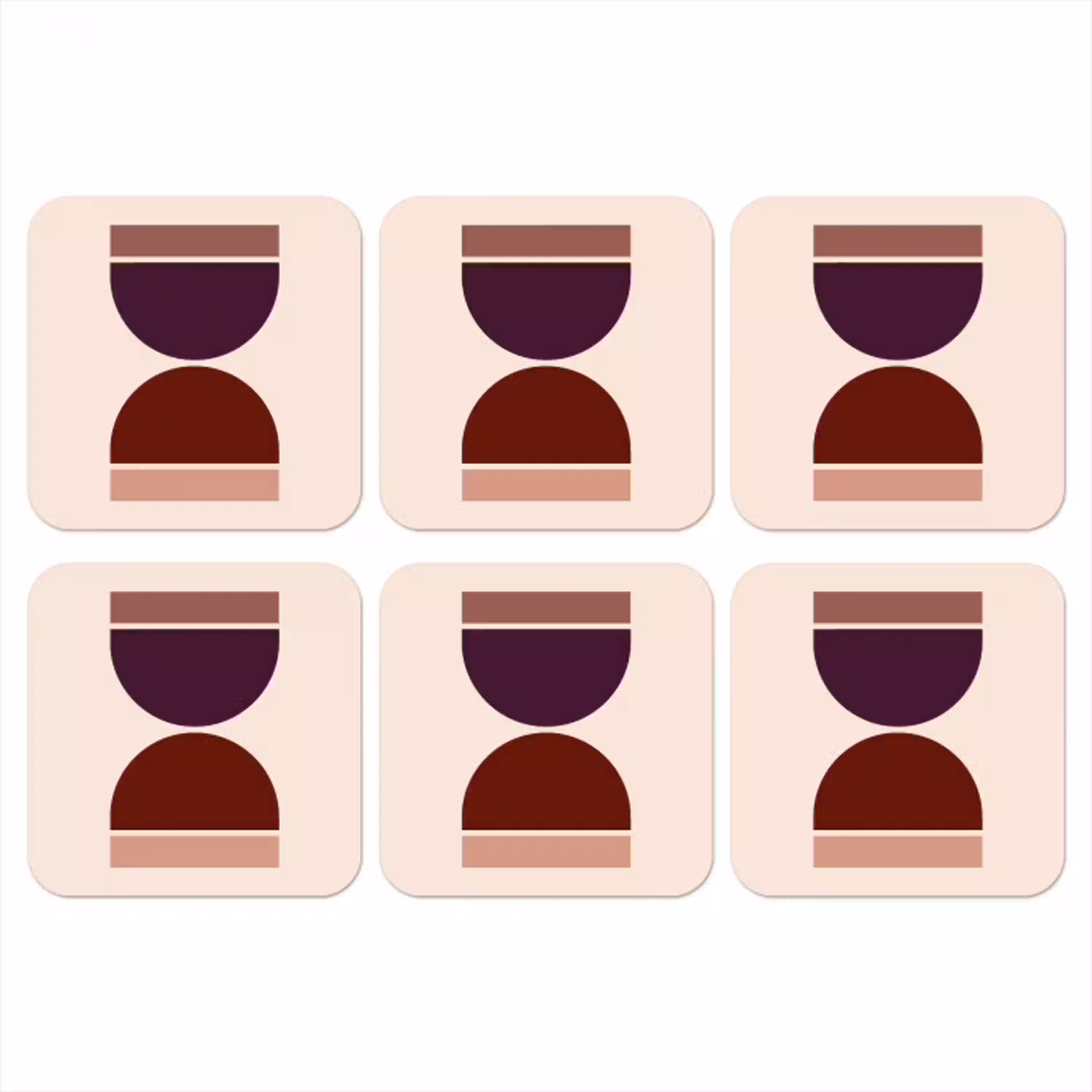 Zandloper - Symmetrisch - Rood - Paars onderzetter kurk middel -3d