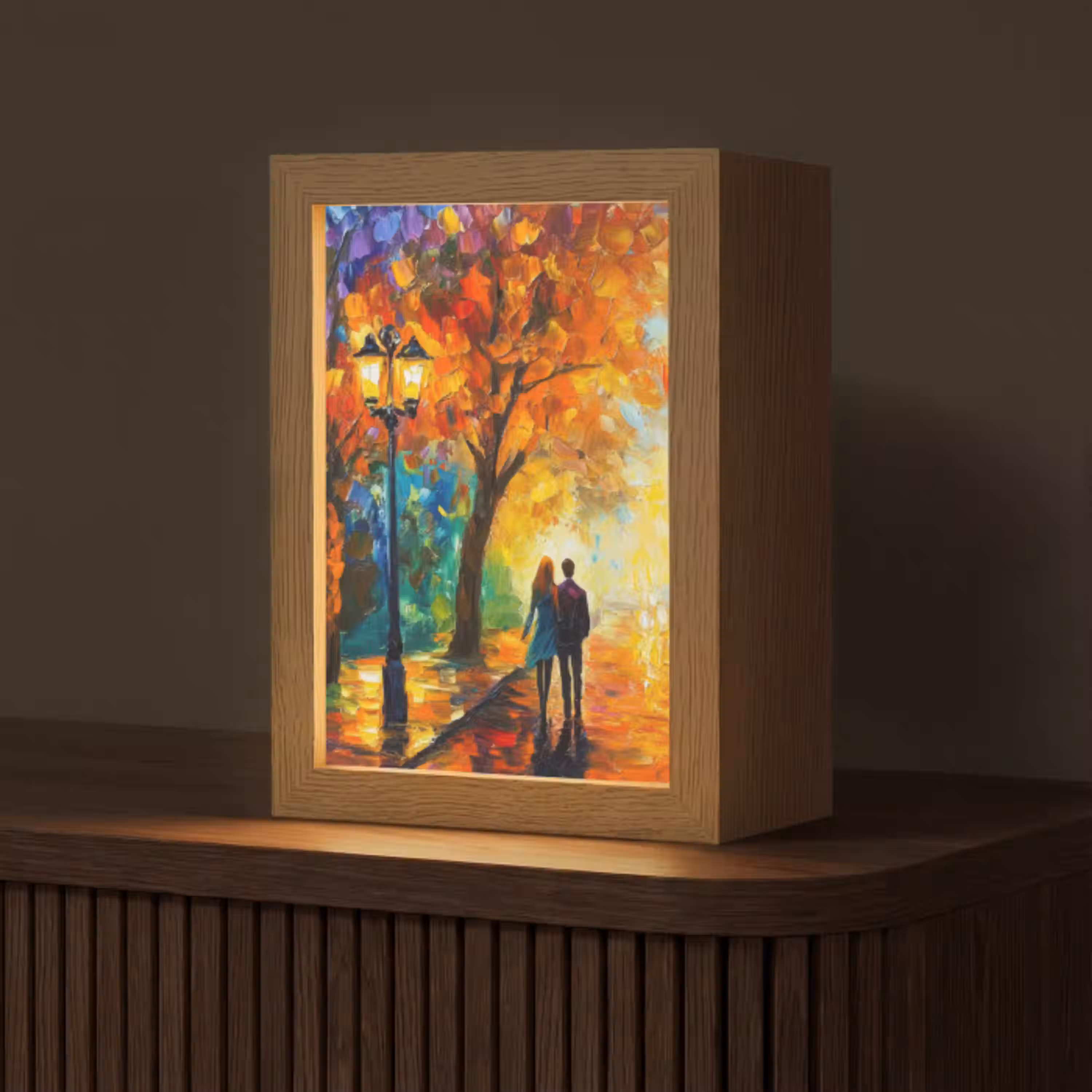 Koppel - Liefde - Bos - Kunst Light Box met kabel (Tafellamp) klein -z3d_website