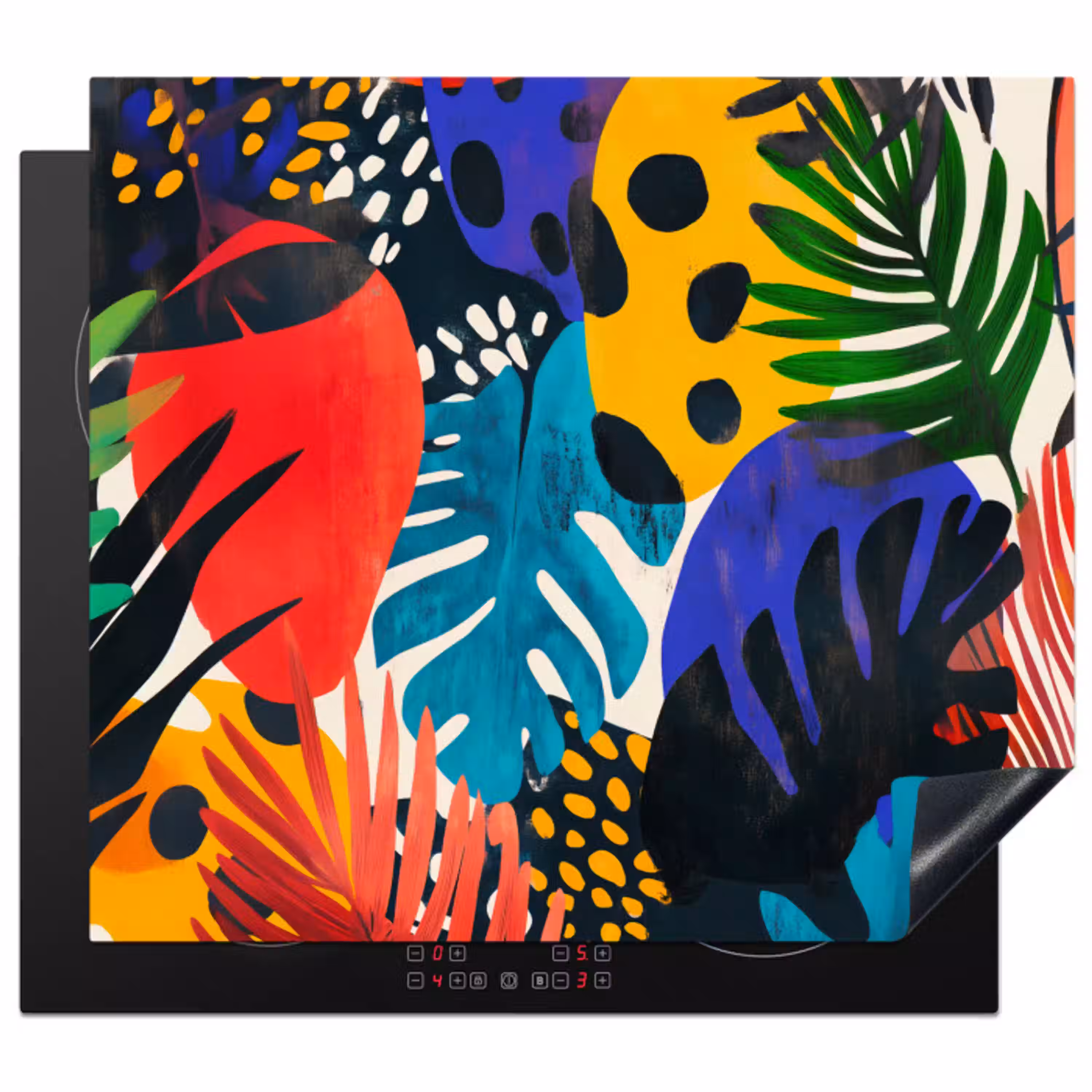 Bladeren - Vormen - Abstract - Kleurrijk Inductie beschermer vinyl 3mm middel -3d