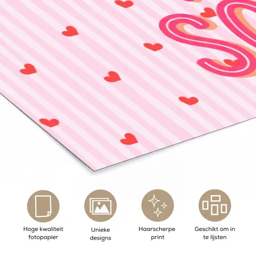 Amore vita sole - Roze - Hartjes poster papier klein -closeup_NL