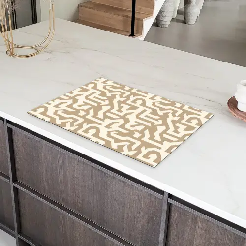 Modern - Abstract - Beige Inductie beschermer vinyl 3mm klein 276 -sfeer8