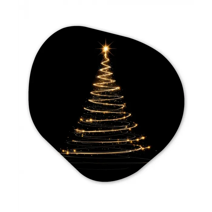 Magisch - Kerstboom - Lichtspiralen - Zwart Wandcirkel Organisch Forex 3mm klein -3d