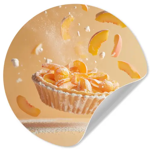 Peach - Eten - Taart - Oranje Wandcirkel behangsticker klein -3d