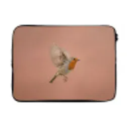 Roodborst - Natuur - Roze laptophoes neopreen klein -3d