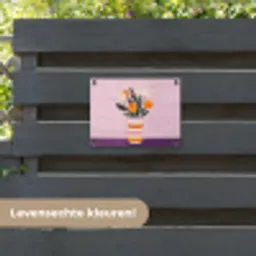 Tulpen - Vaas - Strepen - Paars tuinposter los doek klein -sfeer3