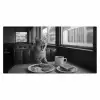 Kat - Koffie - Brood - Zwart Muismat XXL klein -3d_leeg