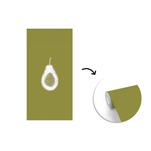 Avocado - Minimalistisch - Illustratie - Groen fotobehang vinyl groot -3d
