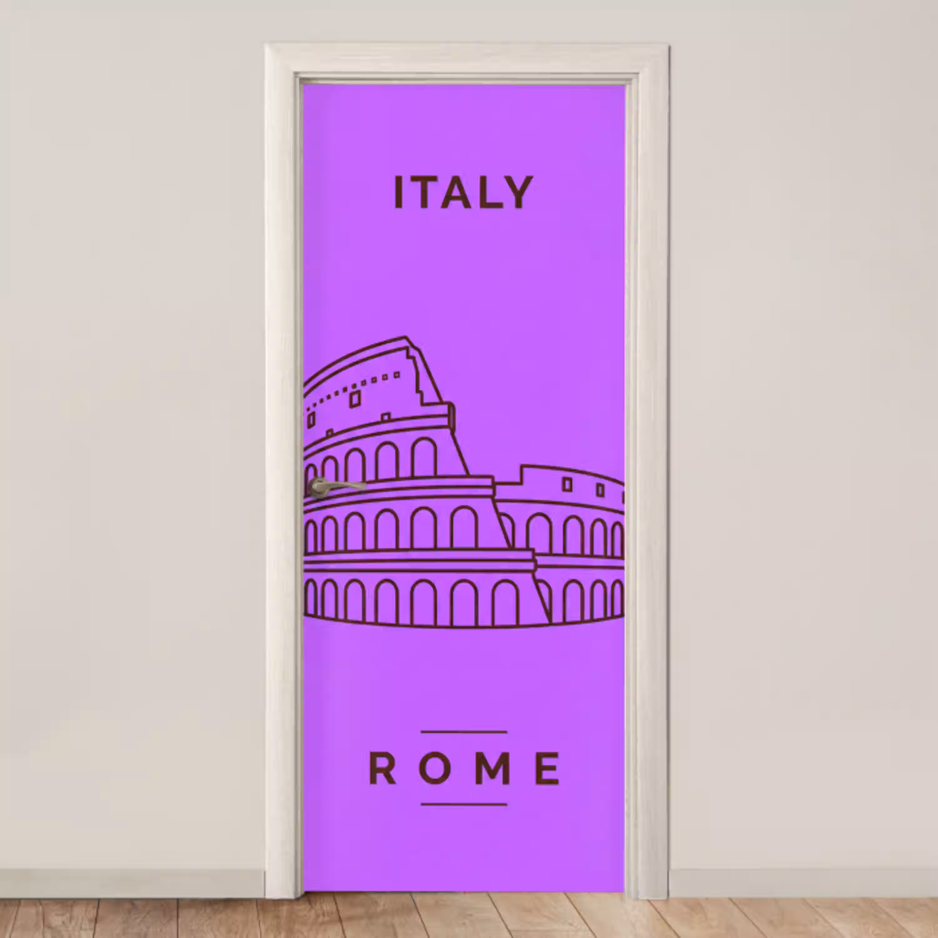 Architectuur - Colosseum - Rome - Minimalistisch - Paars deurposter klein -3d_beige