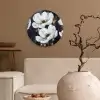 Bloemen - Wit - Abstract Wandcirkel kunststof plaat 5mm dik klein -sfeer1