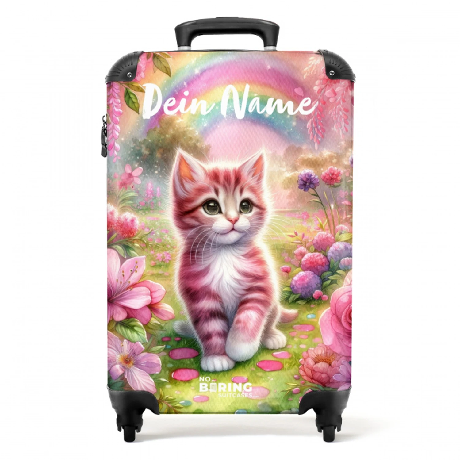 Roze regenboogkatje NBS - Handbagage koffer - Kinderen Unisex middel -productfoto_recht