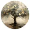 Beige - Abstract - Boom - Goud Wandcirkel kunststof plaat 5mm dik klein -3d