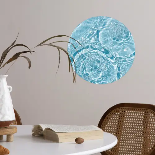 Water - Blauw - bubbels Wandcirkel behangsticker klein -sfeer3