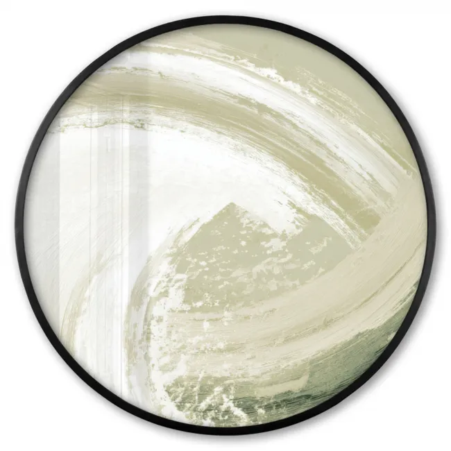 Ronde fotolijst - Abstract - Penseelstreken - Golven - Groen