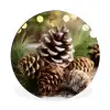Dennenappels - Kerstsfeer - Bruin - Groen Wandcirkel aluminium klein -3d