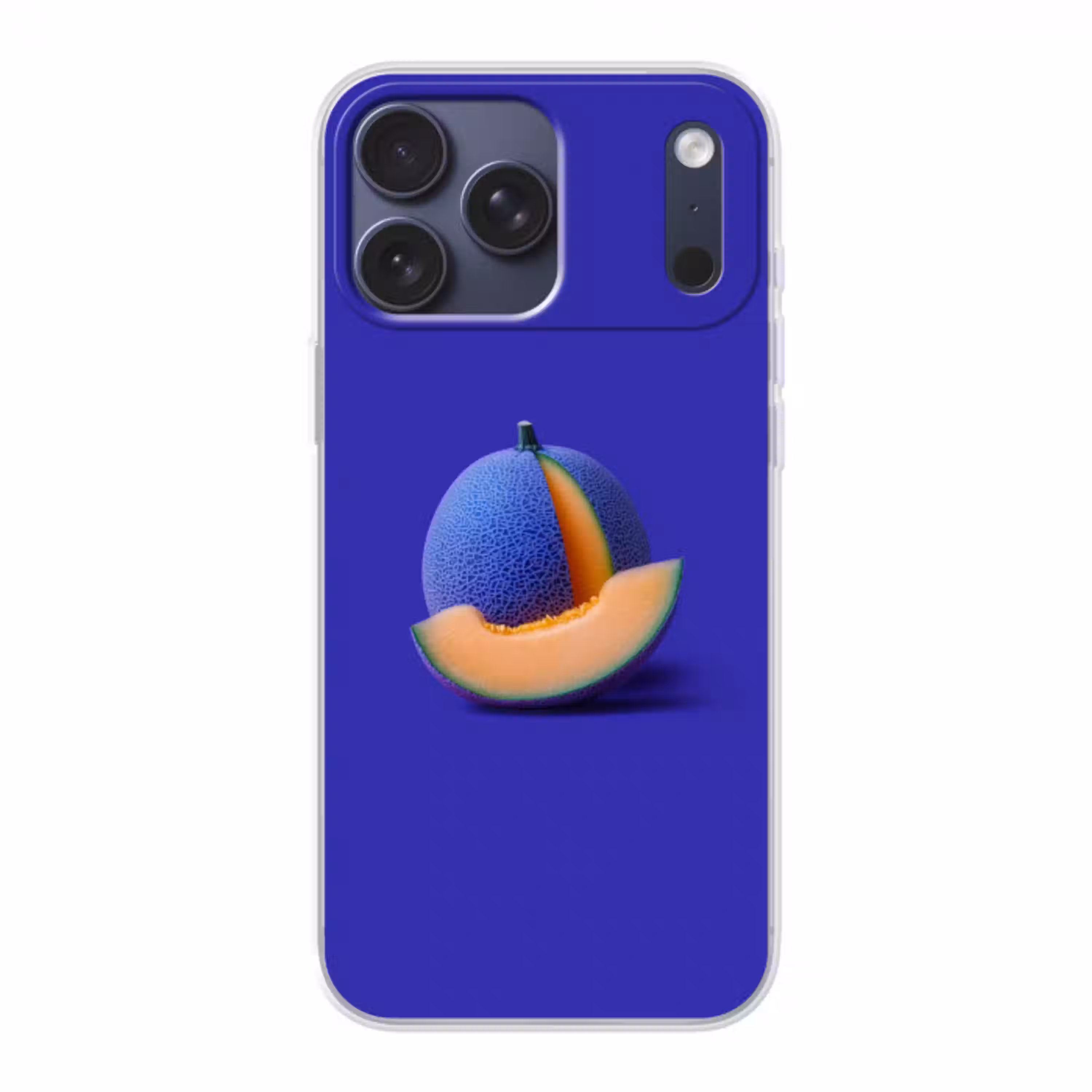 Meloen - Blauw - Oranje - Kunstzinnig Telefoonhoesje iPhone 17 Pro Max klein -3d