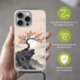 Aziatisch - Bloesem - Rood Hoesje iPhone 16 Pro Max met koord klein -sfeer2_DE