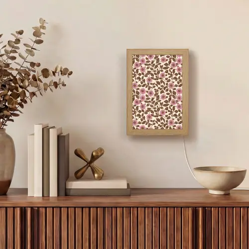 Bloemen - Bladeren - Kleurrijk Light Box met kabel (Tafellamp) klein 925 -sfeer2
