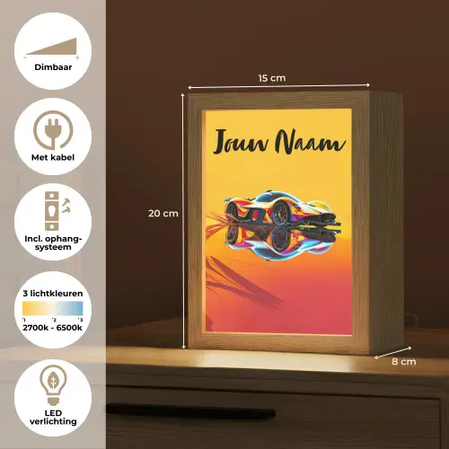 Auto - Race  - F1 - Jongens - Geel - Rood Light Box met kabel (Kinderlampje) klein -USP_NL