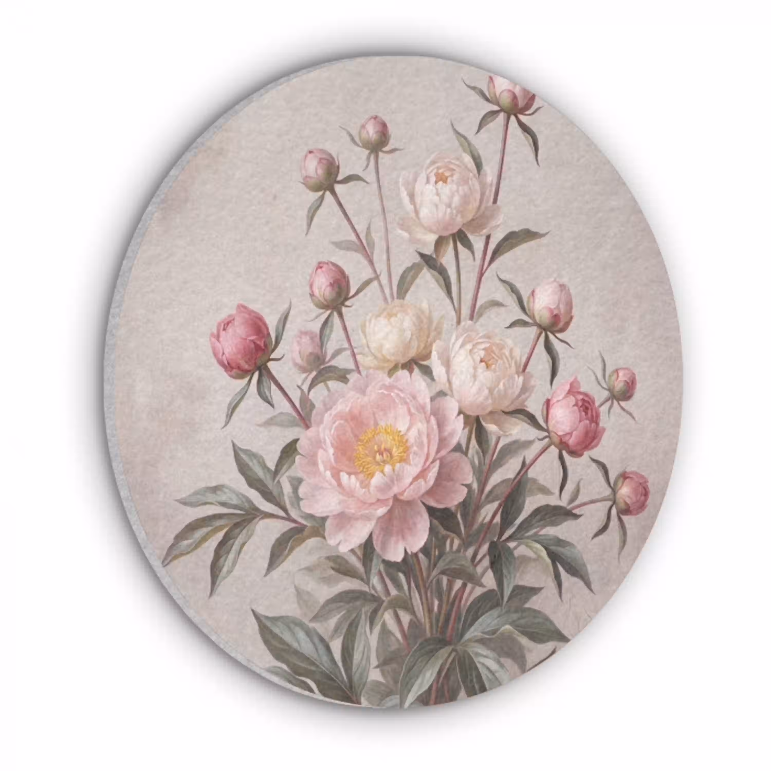 Pioenrozen - Boeket - Roze Akoestische PET Vilt - Rond klein -3d