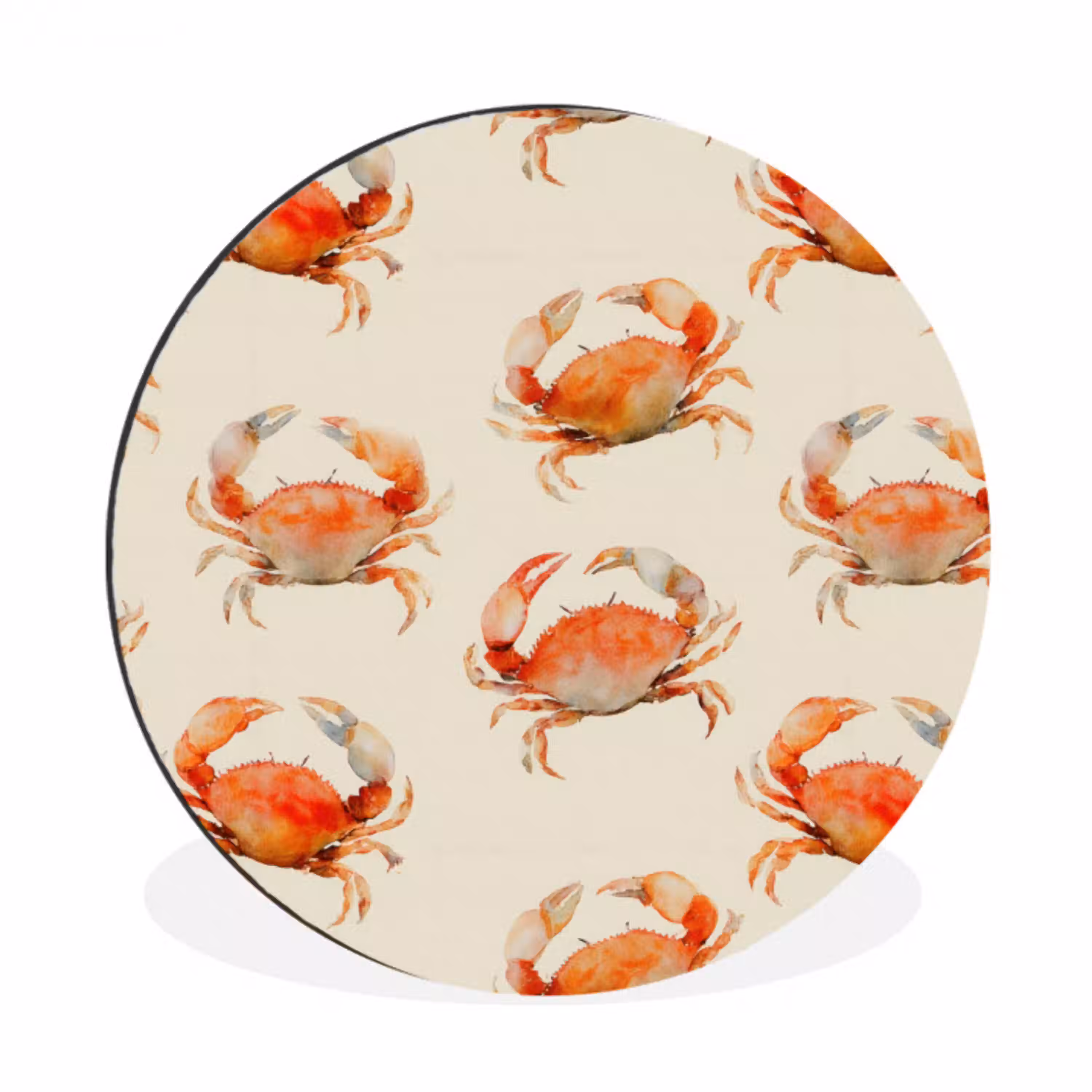 Krabben - Patroon - Oranje Wandcirkel aluminium klein 190 -3d