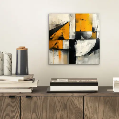 Geel - Abstract - Modern - Vormen aluminium wit klein -sfeer1
