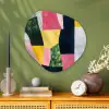Abstract - Roze - Lappen - Vormen - Geel Wandcirkel Organisch Plexiglas middel -sfeer2