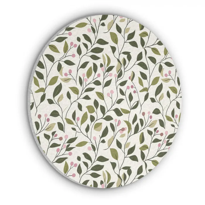 Bladeren - Bessen - Roze Akoestische PET Vilt - Rond klein 838 -3d