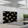 Macarons - Patroon - Goud - Zwart keuken achterwand spatscherm klein -3d_schuin