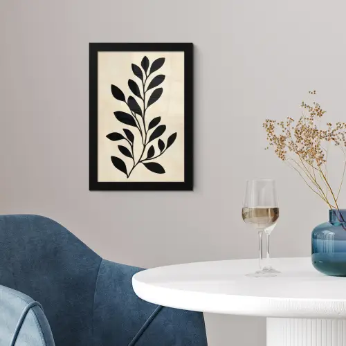 Minimalistisch - Tak - Bladeren - Zwart fotolijst zwart zonder passe partout klein -sfeer4